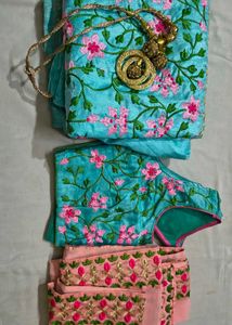 Aqua Embroidered Lhehnga Choli with Dupatta