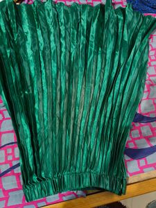 Uptownie Satin Pleated Green Skirt