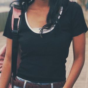 Stylish Deep U-Neck Top