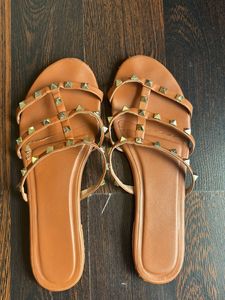 Tan Studded Flats