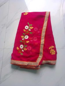 Elegant Pink Embroidered Saree