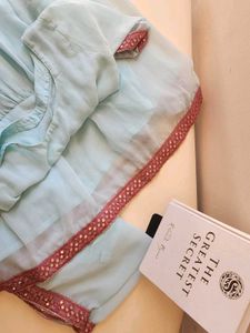 Light Blue Anarkali With Flared Palazo