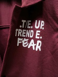 Maroon Knit, Rubber Printed, Shirt (Oversized Fit)
