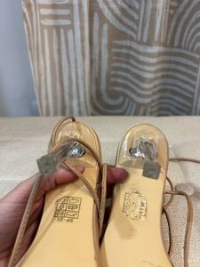 Biege Lace-up heels