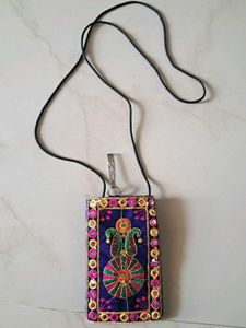 Handcrafted Ethnic Embroidered Mobile Pouch with M