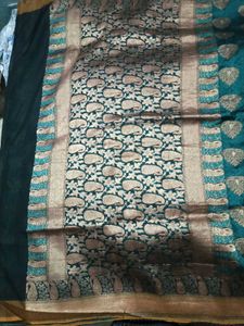 Embellished Banarasi Saree With Patterned Blouse.