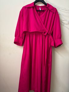 Pink Wrap Midi Dress