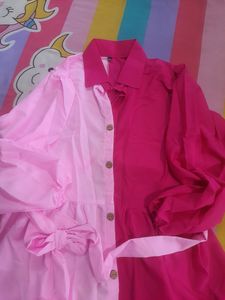 New Fashioned Two Coloured Waist Tie-up Dress