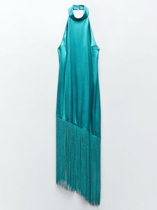 Zara Satin Fringe Dress