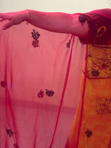 Lucknowi Kurta Set With Cotton Attached Inner