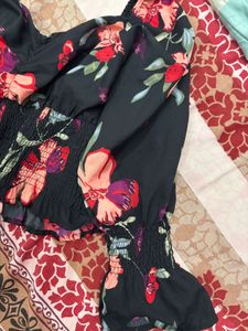 Floral Long Sleeve Crop Top