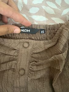 Brown Puff Sleeve Top