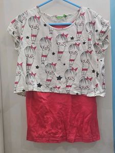 Cute Girls' CropTop with detachable tank top