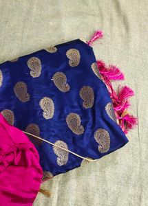 Elegant Blue &amp; Pink Saree with Blouse