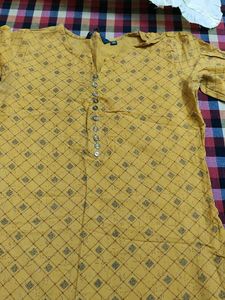 Elegant Yellow Printed Kurta