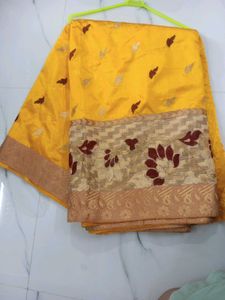 Yellow Banarasi Silk Saree 💛🧡