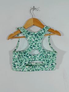 Green Printed Active Wear Top For Girl&#39;s