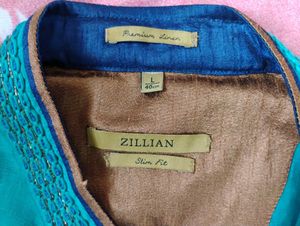 Teal Mandarin Collar Shirt
