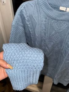 Powder Blue Knitted Sweater For Women