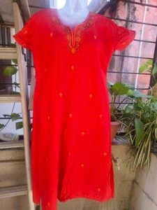 Red Embroidered Kurta and salwar
