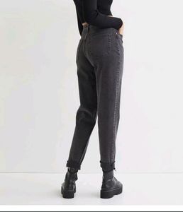 Bershka Mom Fit Charcoal Jeans