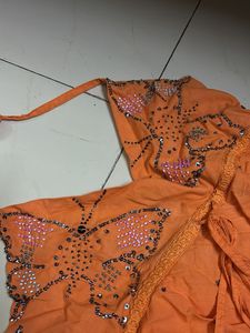 Orange Beaded Halter Top
