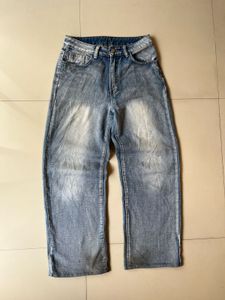 Vintage Wash Wide Leg Jeans