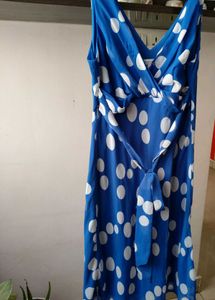 Blue Polka Dot Wrap Dress
