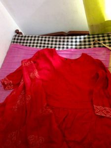Red Anarkali Kurta Set