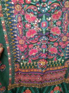 W Elegant Green Printed Maxi Dress