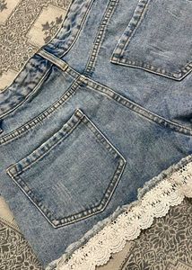 Denim Lace Shorts