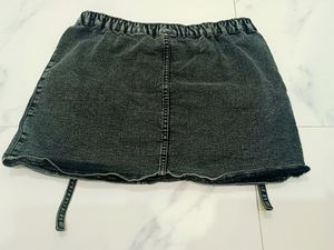 Denim Short Skirt Women Charcoal With Pockets
