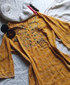 Mustard Straight Fit Kurta