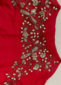 Red &amp; Gold Embellished Tunic Dress