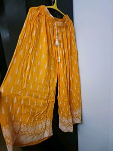 Yellow Embroidered Palazzo Pants
