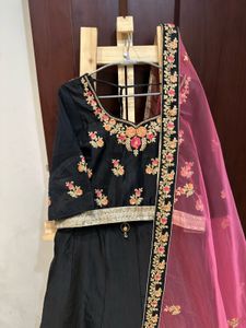 Elegant Embroidered Black Lehenga Choli