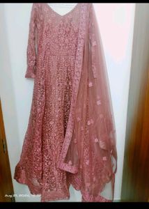 Elegant Rose Gold Anarkali Gown