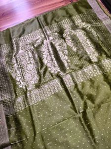 Elegant olive Green Saree