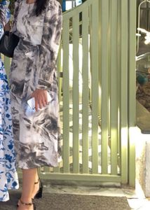 Marble Belted A-Line Dress