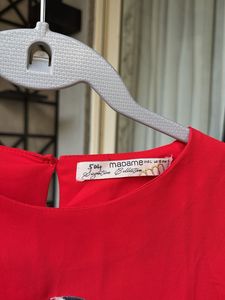 Red Floral Ruffle Sleeve Top