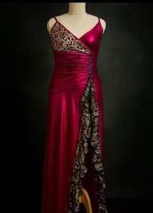 Elegant Burgundy & Lace Formal Gown