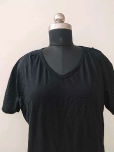Casual Black plus size T-Shirt