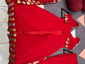 Beautiful Red Georgette Three Piece Suit