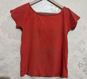 Coral Ribbed Tee