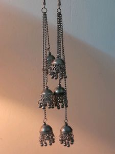 Desi Pinterest Silver Chain Jhumki