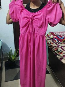 Pink Puff Sleeve Dress