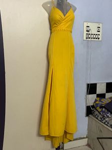 Pintrest Padded Yellow Tail Gown For Wedding Shoot