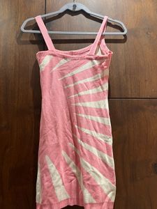 Pink &amp; Beige Abstract Knit Bodycon