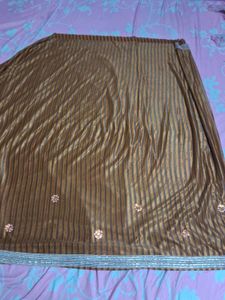Embroidered Brown Saree