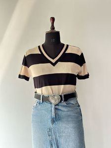 Striped V-Neck Tee